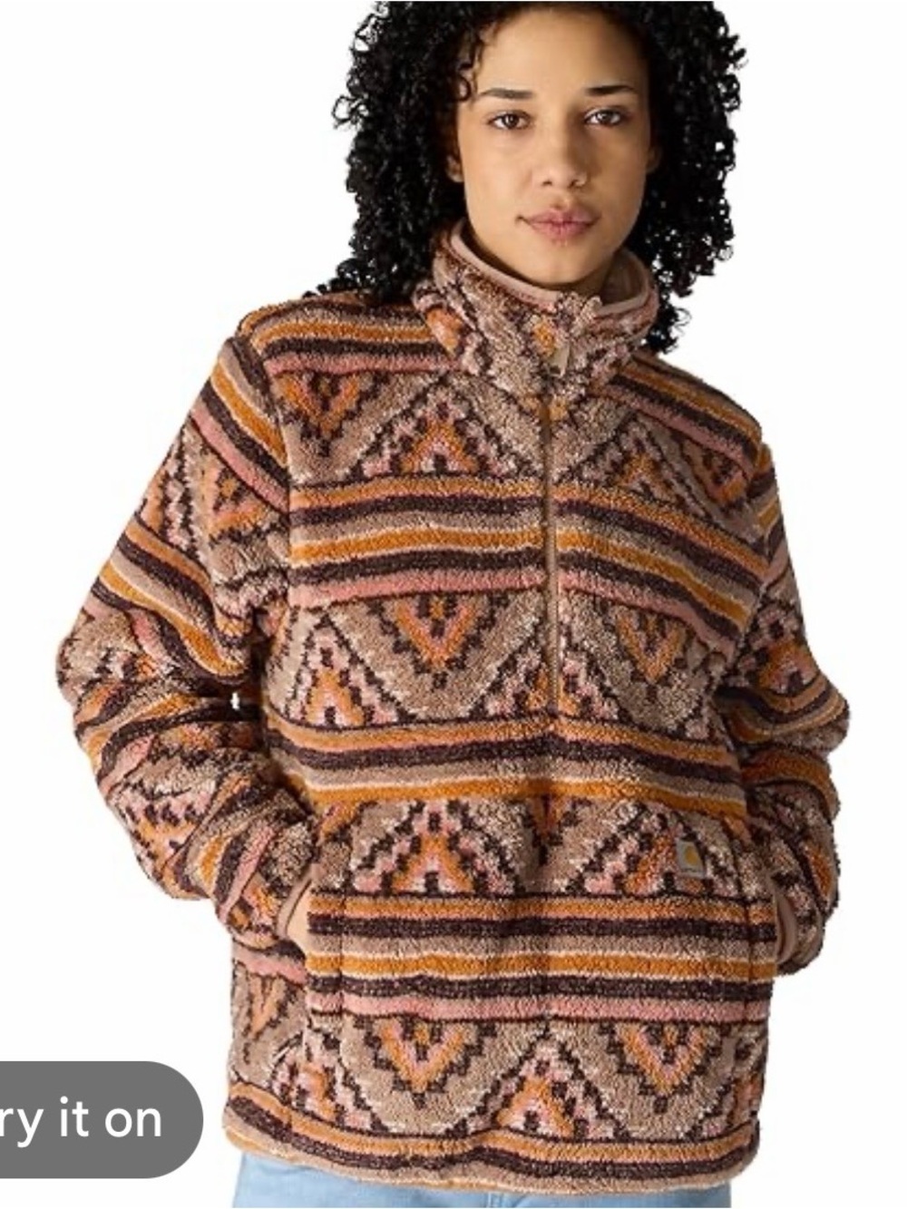 Carhartt loose fit fleece pullover Aztec print - Picture 3 of 11